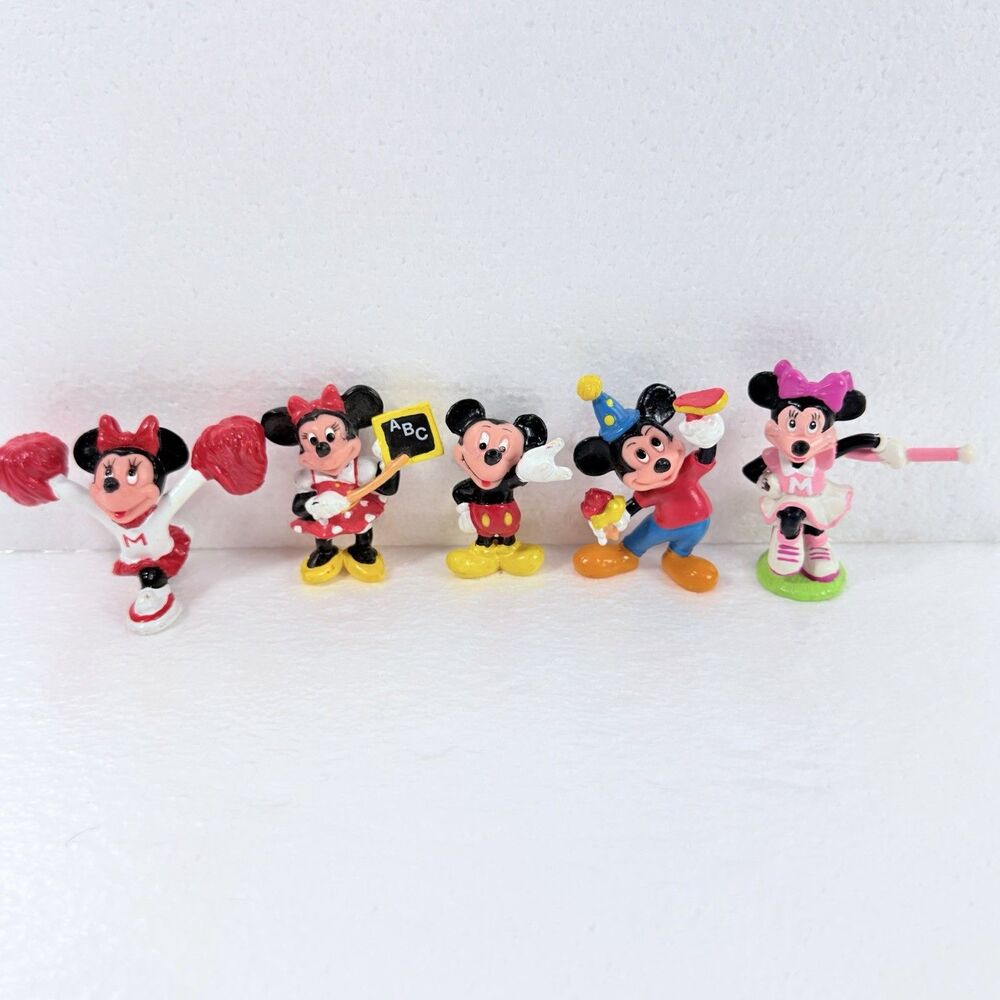 Vintage Mickey Minnie Mouse PVC Figures Disney Applause Cake Topper Lot 5